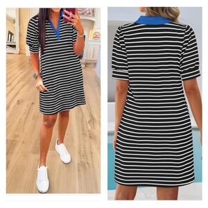 Striped Black and White Polo Dress